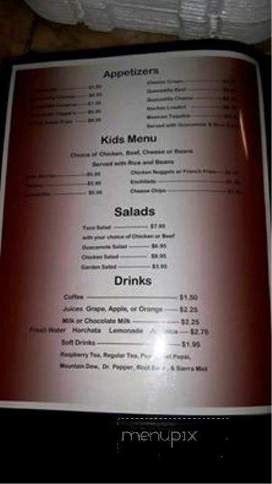 Adriana's Mexican Restaurant - Cottonwood, AZ menu_pic
