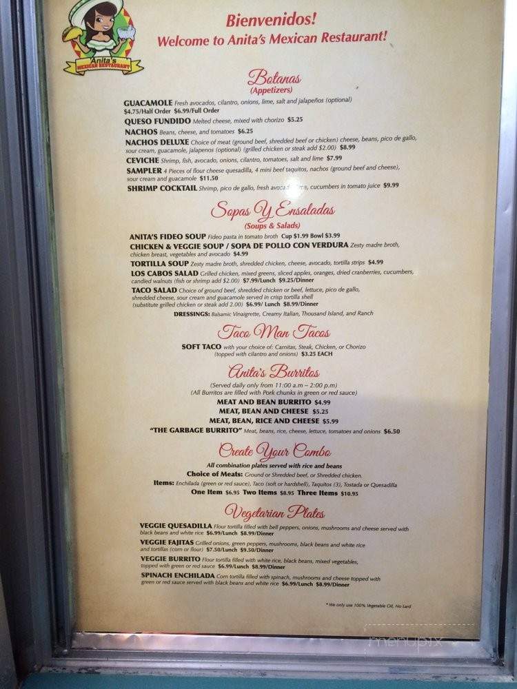 Anita's Mexican Restaurant - Lake Wales, FL menu_pic