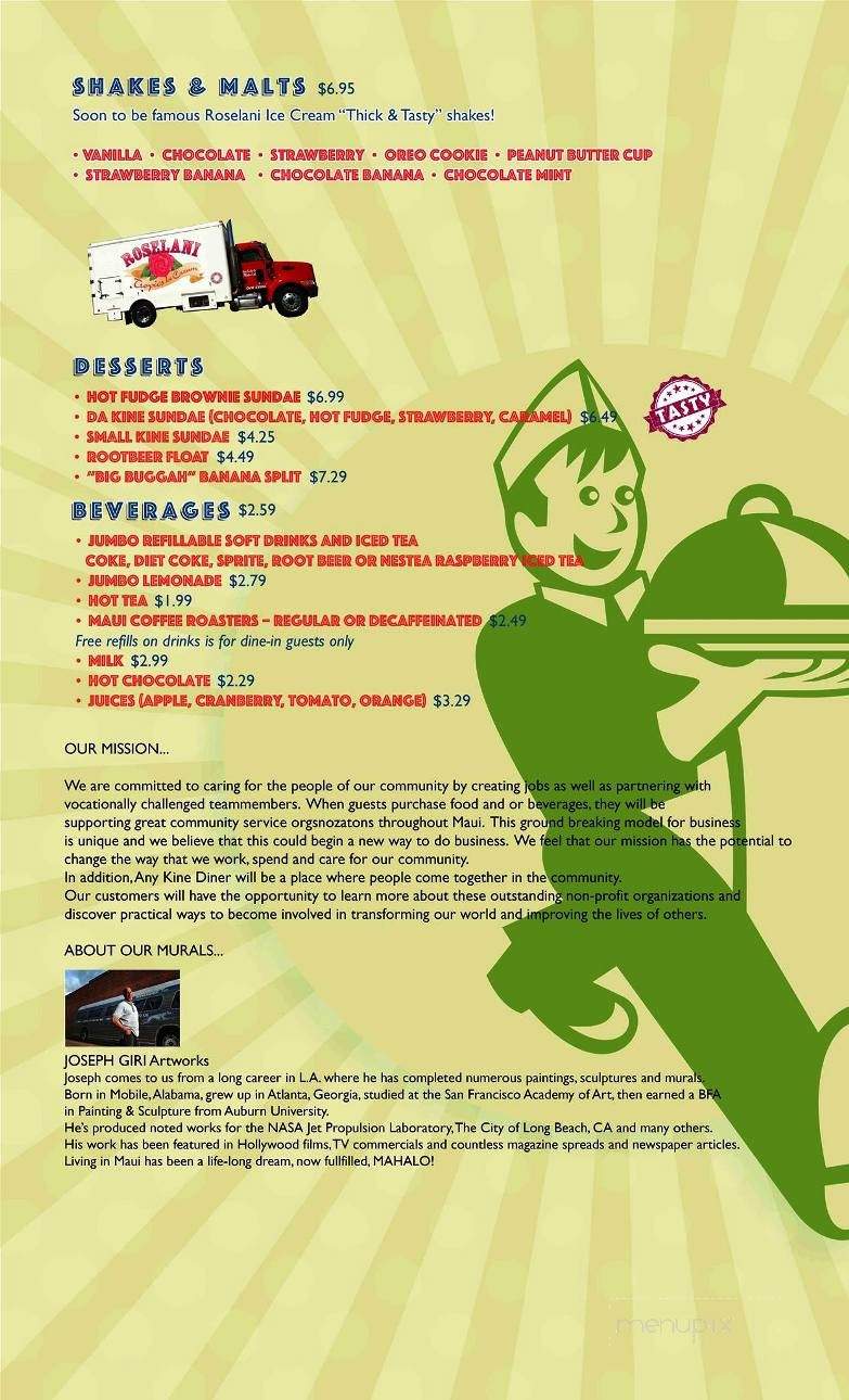 Any Kine Diner - Kahului, HI menu_pic