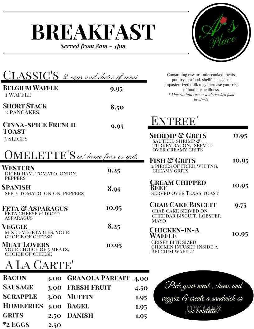 A's Place - Philadelphia, PA menu_pic
