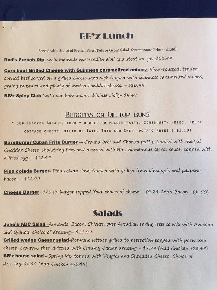 BarnBurner - Rocklin, CA menu_pic