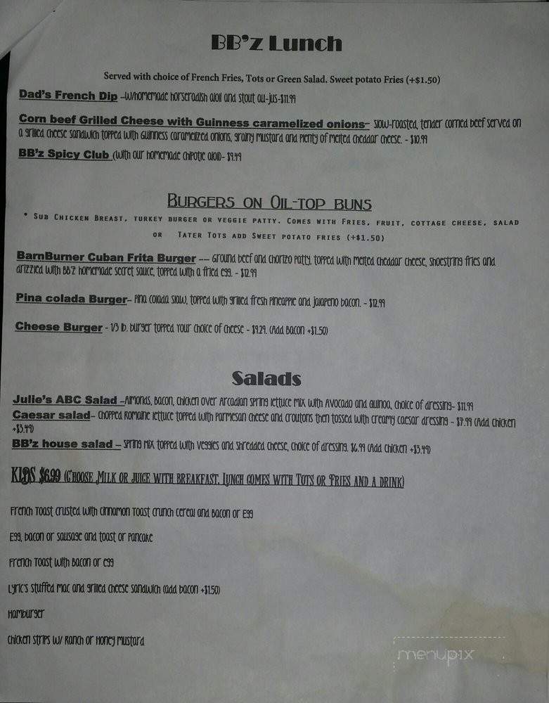 BarnBurner - Rocklin, CA menu_pic