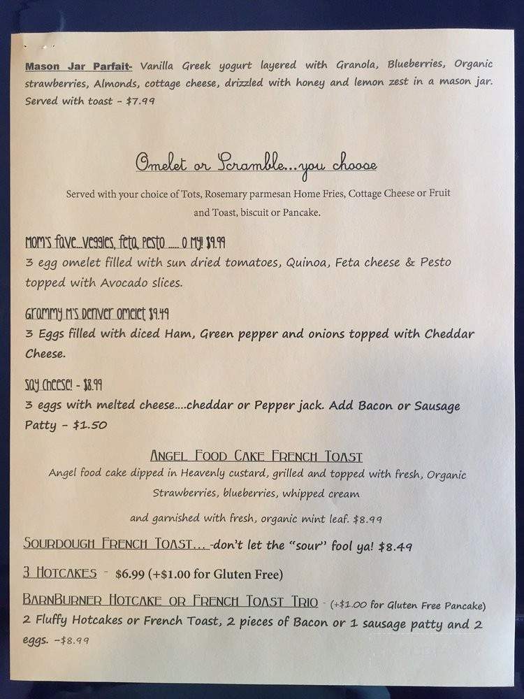 BarnBurner - Rocklin, CA menu_pic