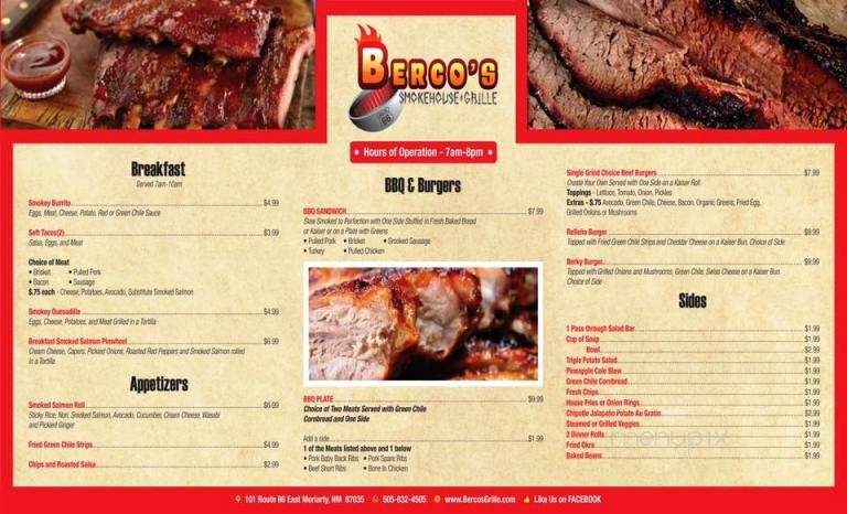 Berco's Smokehouse & Grille - Moriarty, NM menu_pic