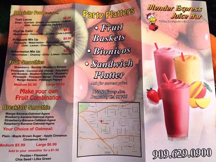 Blender Express Juice Bar - Pomona, CA menu_pic