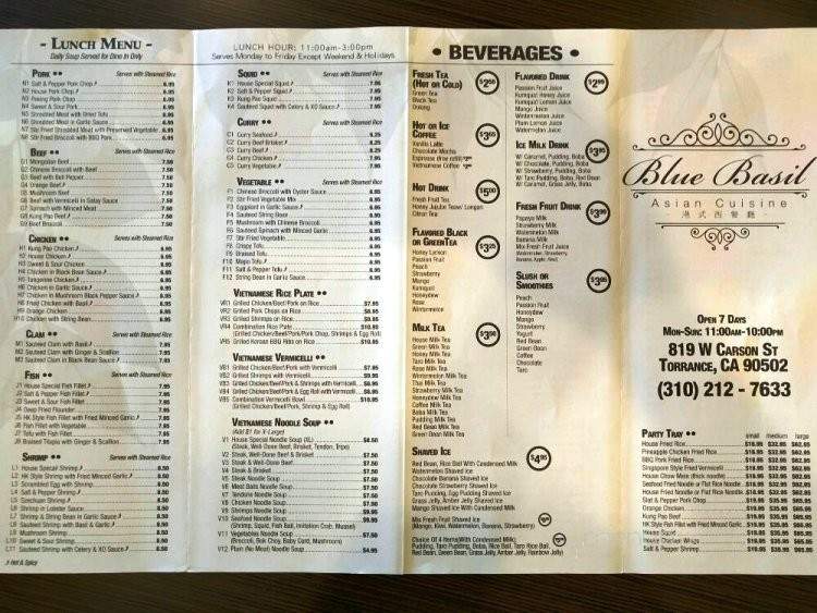 Blue Basil Asian Cuisine - Torrance, CA menu_pic