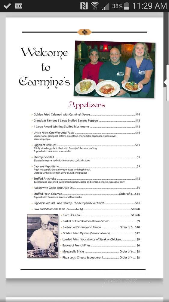 Carmine's Restaurant and Catering - Niagara Falls, NY menu_pic