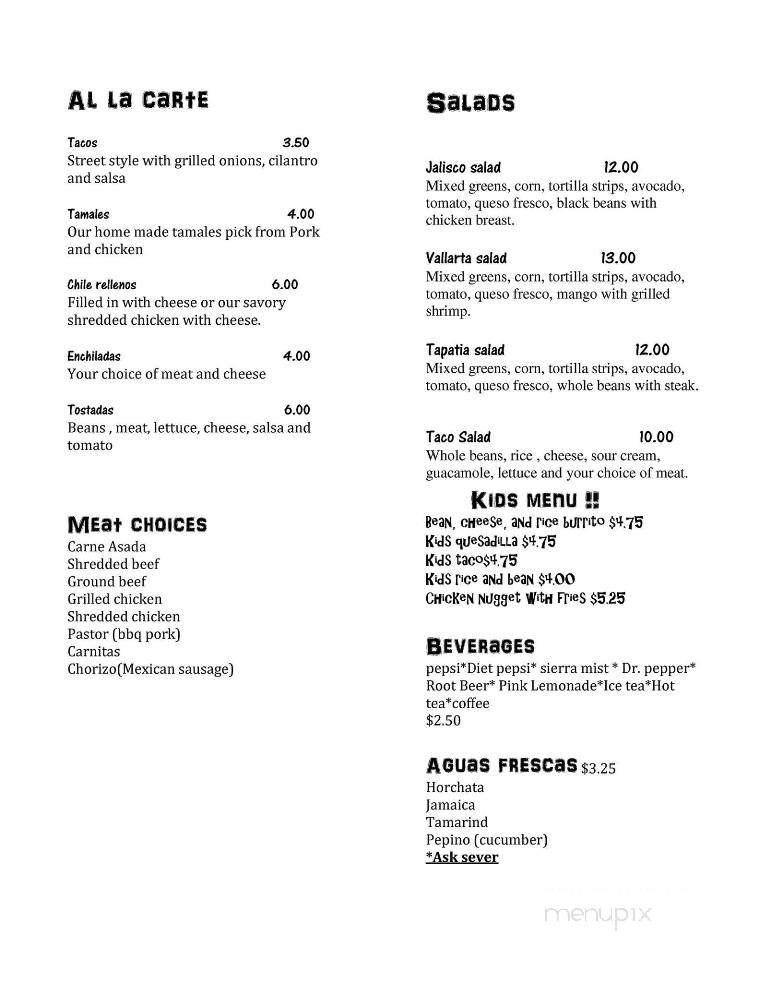Casa Azul - Santa Rosa, CA menu_pic