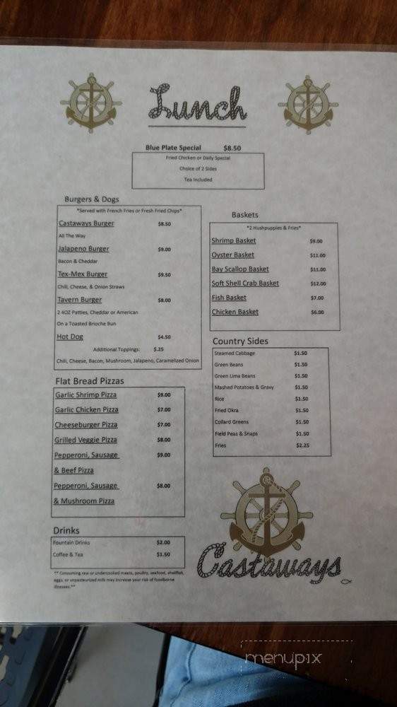 Castaway's Southern Cuisine - Mexico Beach, FL menu_pic