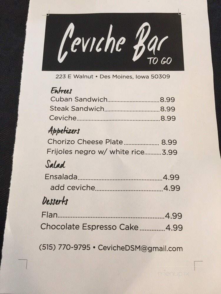 Ceviche Bar - Des Moines, IA menu_pic