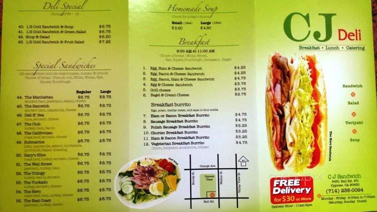 Cj Deli - Cypress, CA menu_pic