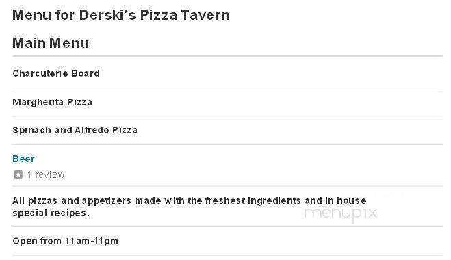 Derski's Pizza Tavern - Odessa, TX menu_pic
