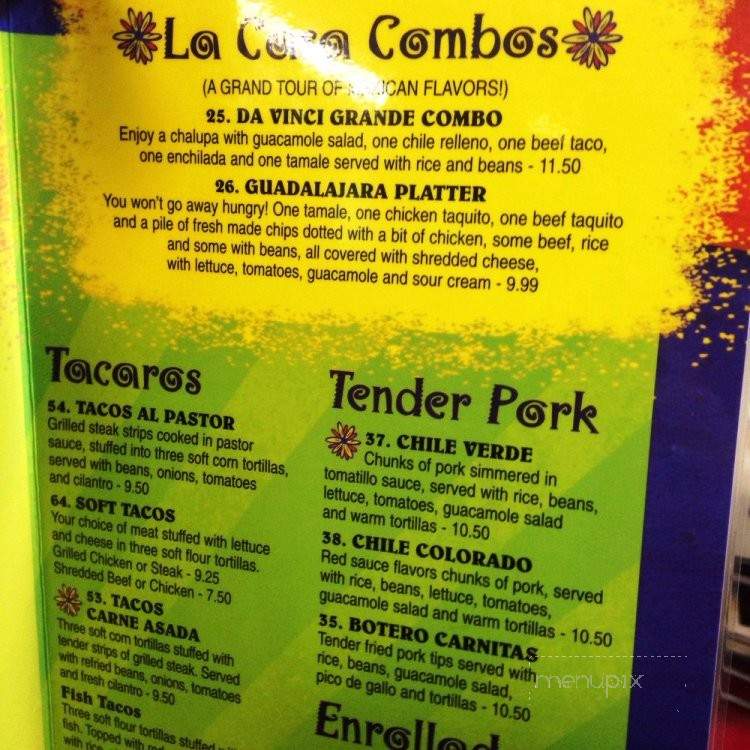 Dona Margarolas - Yellow Springs, OH menu_pic