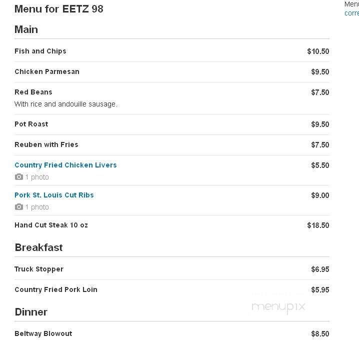 EETZ 98 - Doswell, VA menu_pic