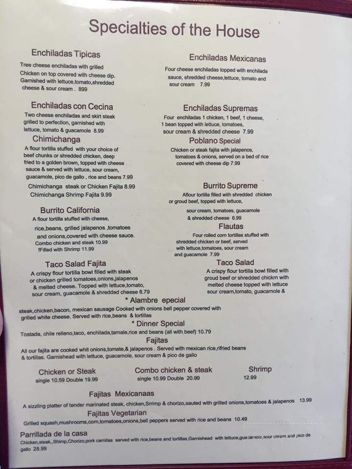 El Poblano - Fairfield Bay, AR menu_pic