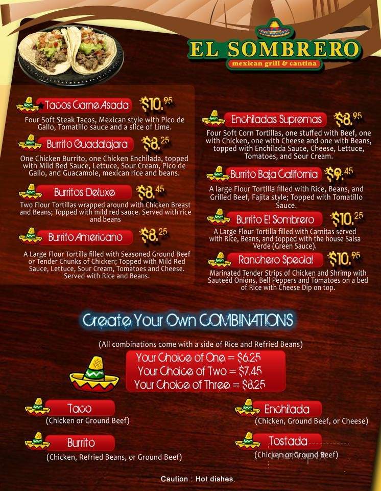 El Sombrero Mexican Grill & Cantina - Broken Arrow, OK menu_pic