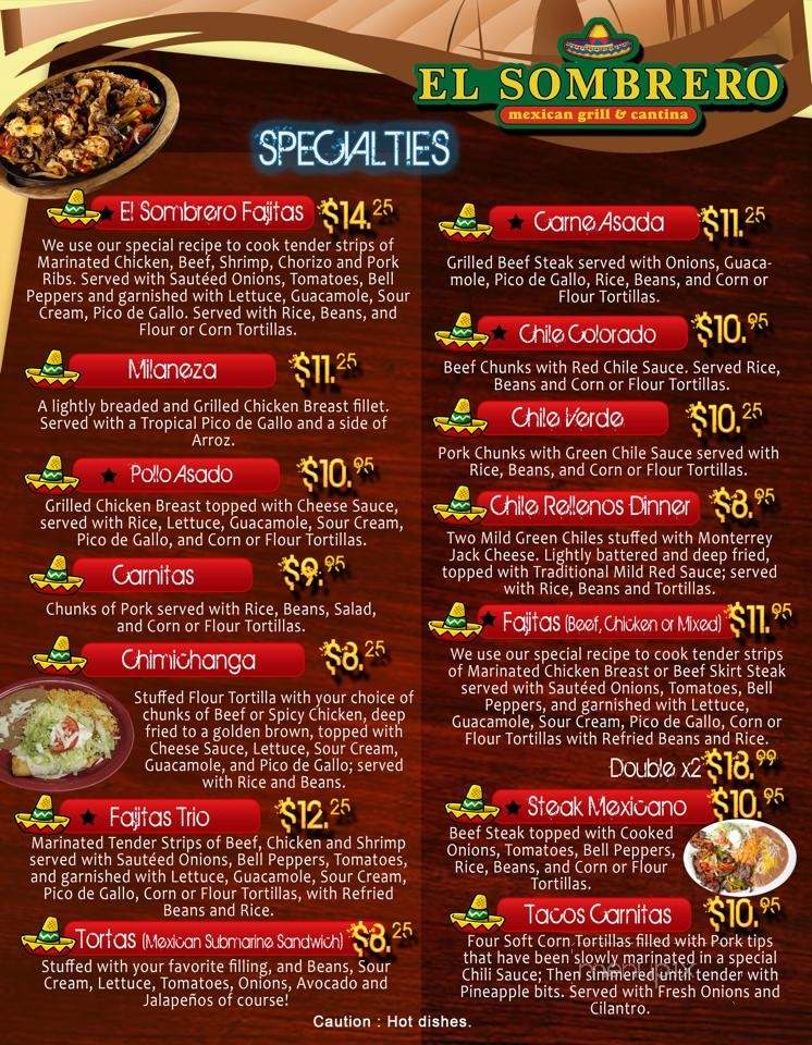 El Sombrero Mexican Grill & Cantina - Broken Arrow, OK menu_pic