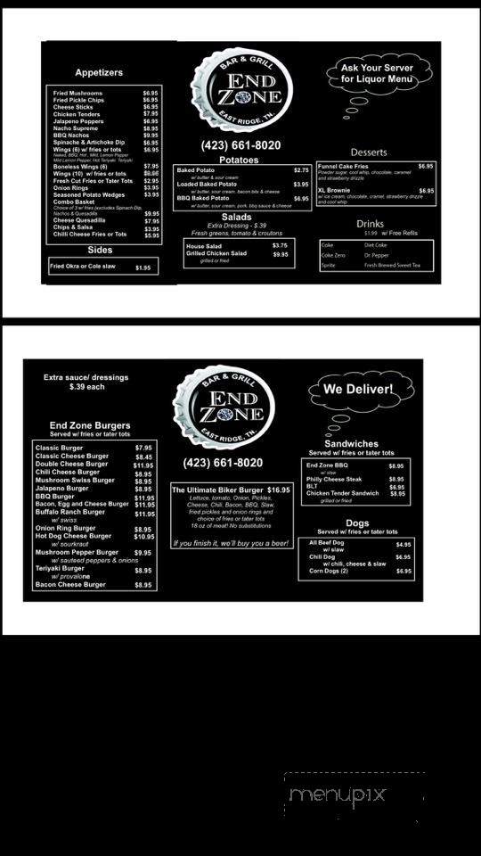 /380152108/End-Zone-Menu-Kennett-MO - Kennett, MO