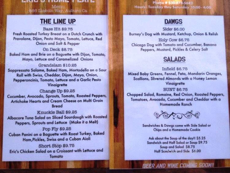 Eric's Home Plate - Auburn, CA menu_pic