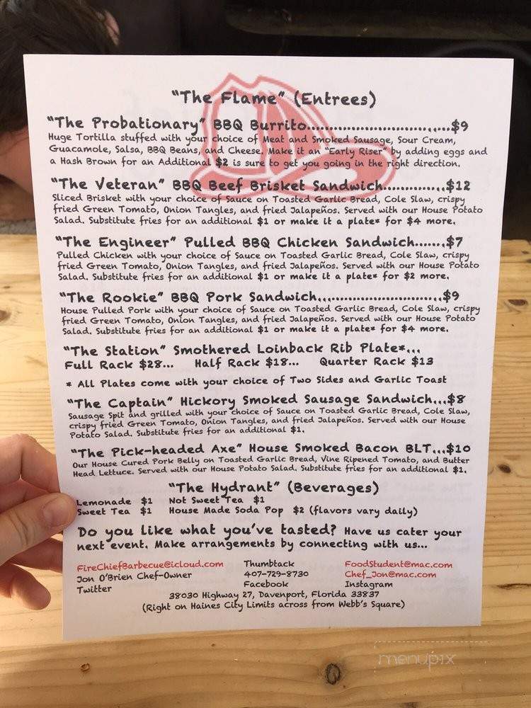 Fire-Chief Barbecue Co. - Davenport, FL menu_pic