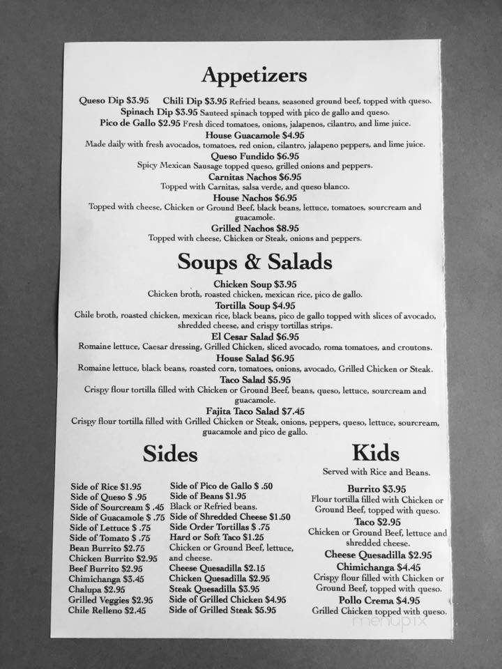 Gordo's Mexican Kitchen - Lake Park, NC menu_pic