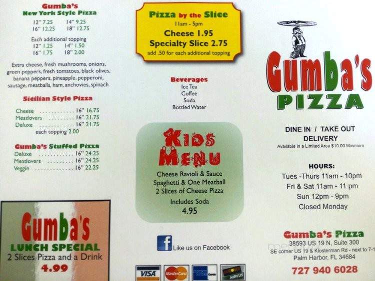 Gumba's Pizza - Tampa Bay, FL menu_pic
