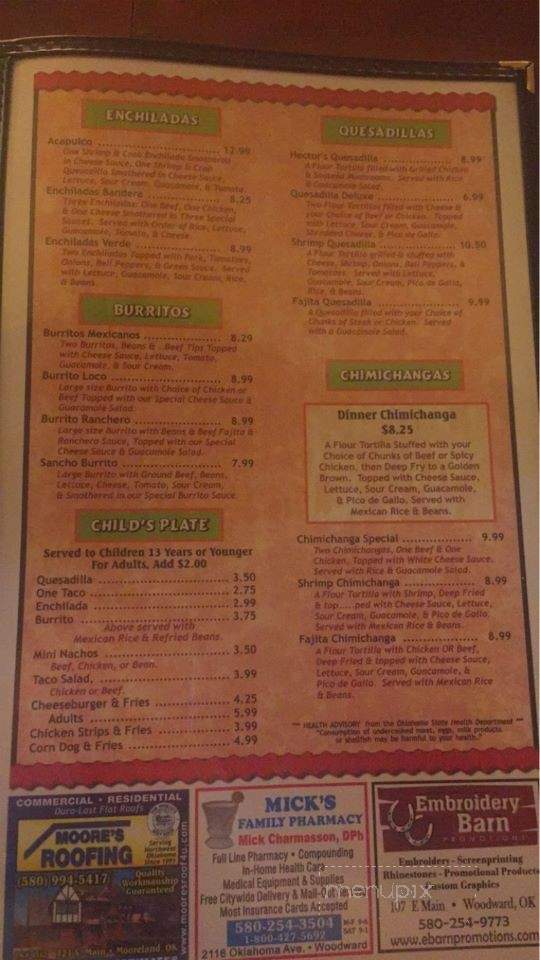 Hector's Y Amigos - Woodward, OK menu_pic
