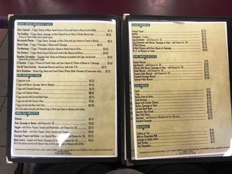 Kim's Cafe - Greenville, SC menu_pic
