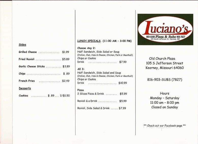 /26419600/Lucianos-Pizza-and-Subs-Kearney-MO - Kearney, MO