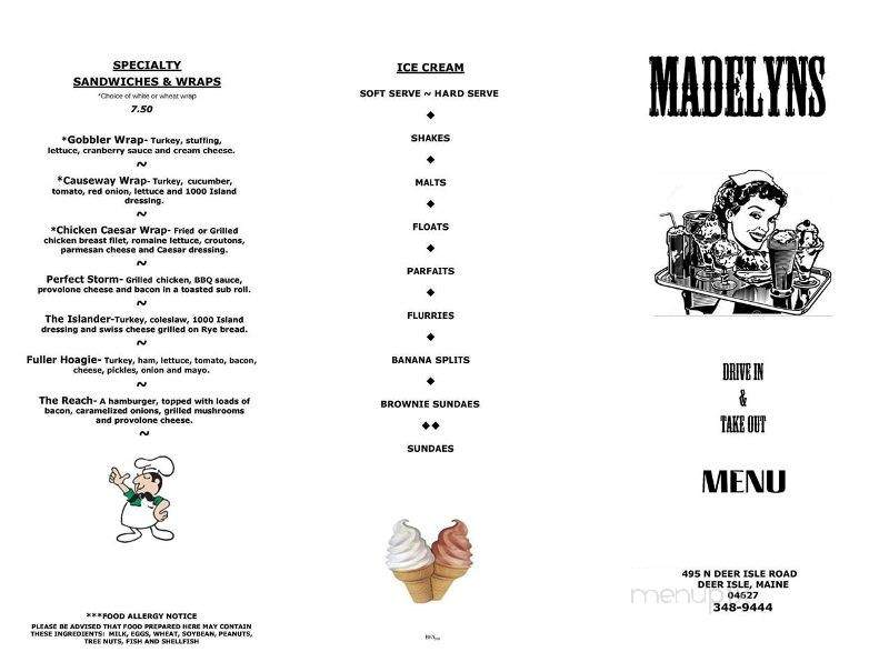 Madelyn's Drive In - Deer Isle, ME menu_pic