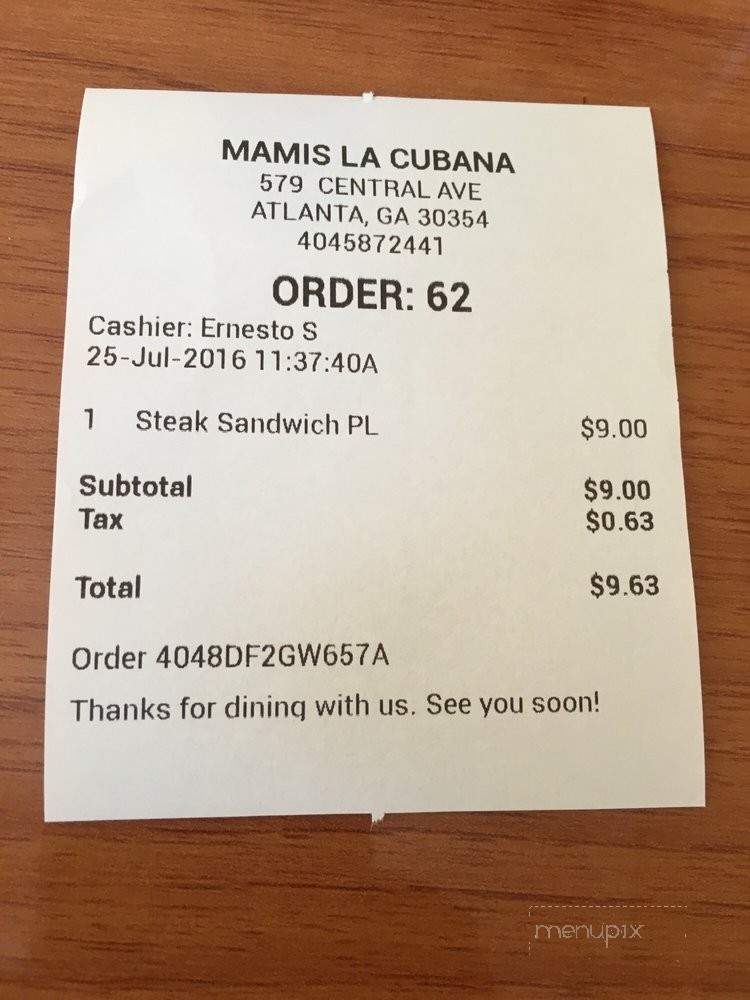Mami's La Cubana Cuban Restaurant - Atlanta, GA menu_pic