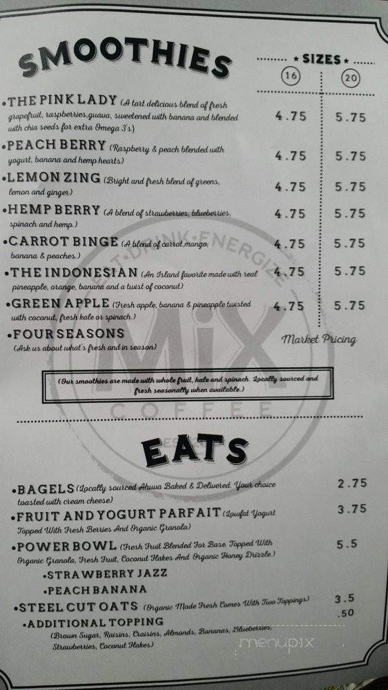 Mix Coffee - Medford, OR menu_pic