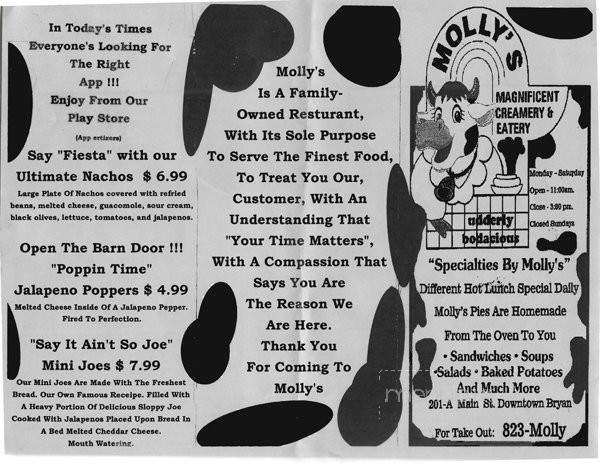 Molly's Magnificent Creamery & Eatery - Bryan, TX menu_pic