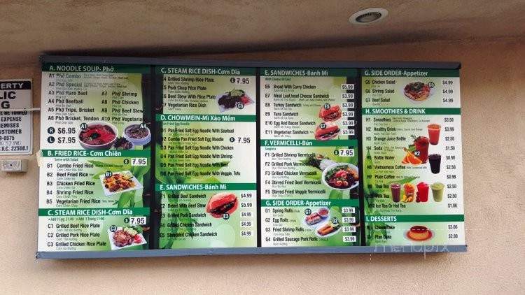 Montebello Restaurant Pho & Sandwiches - Montebello, CA menu_pic