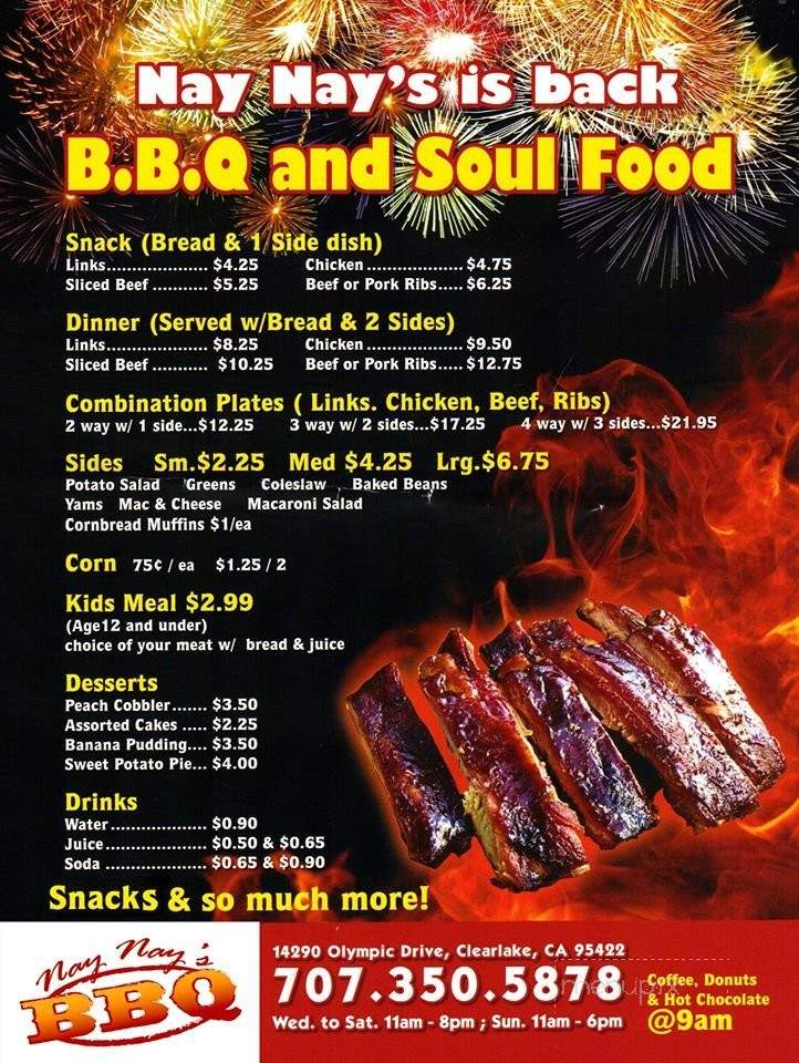 Nay Nays BBQ - Clearlake, CA menu_pic