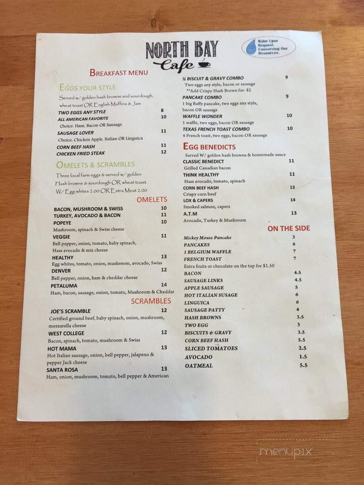 North Bay Cafe - Petaluma, CA menu_pic