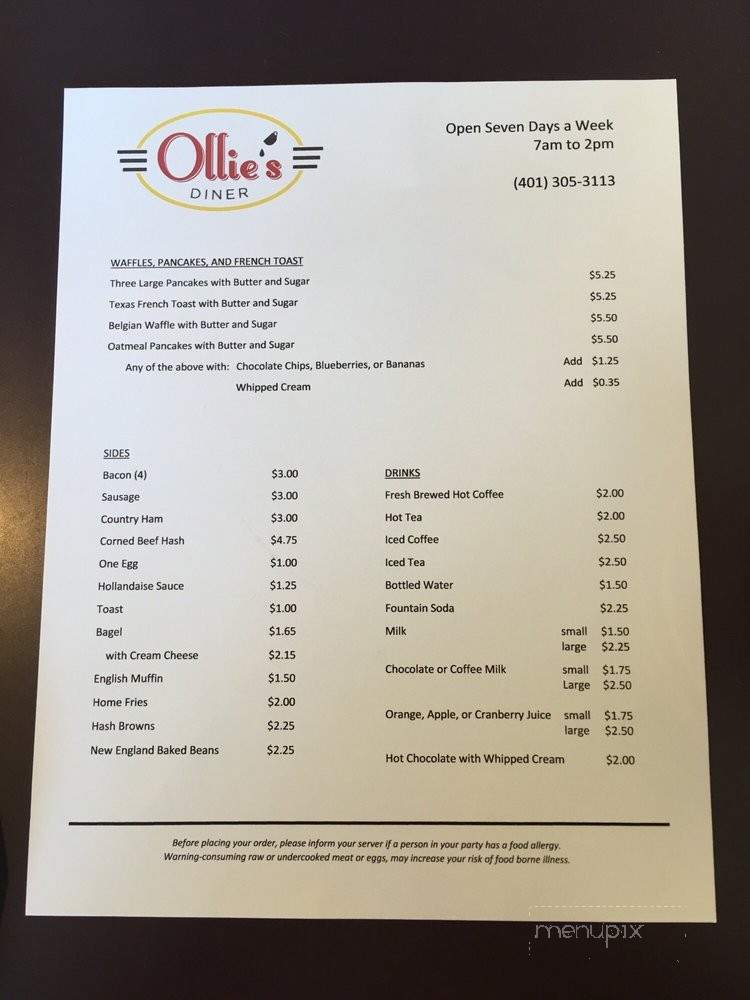 Ollie's Diner - Cumberland, RI menu_pic