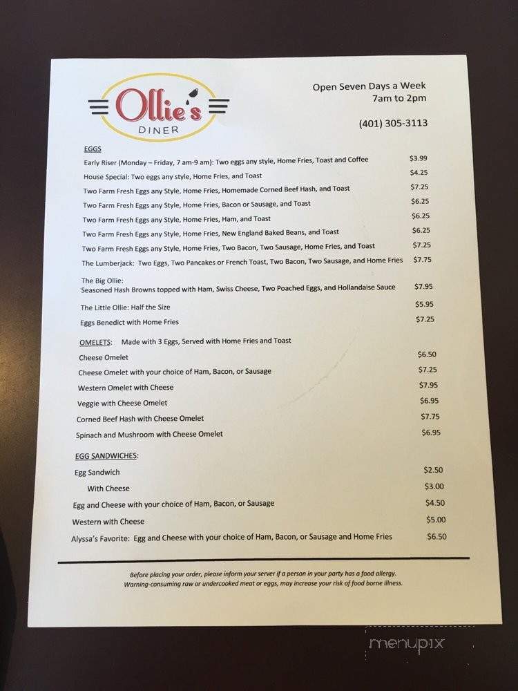Ollie's Diner - Cumberland, RI menu_pic