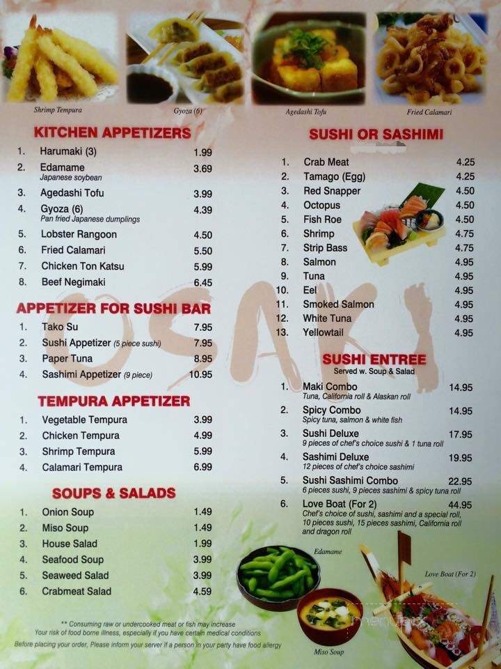 Osaki Steak & Sushi House - Elk City, OK menu_pic