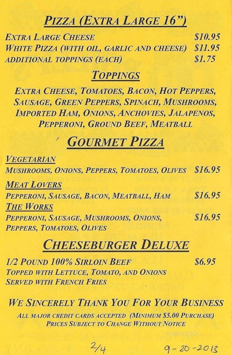 Philly's Pizza - Leesville, LA menu_pic