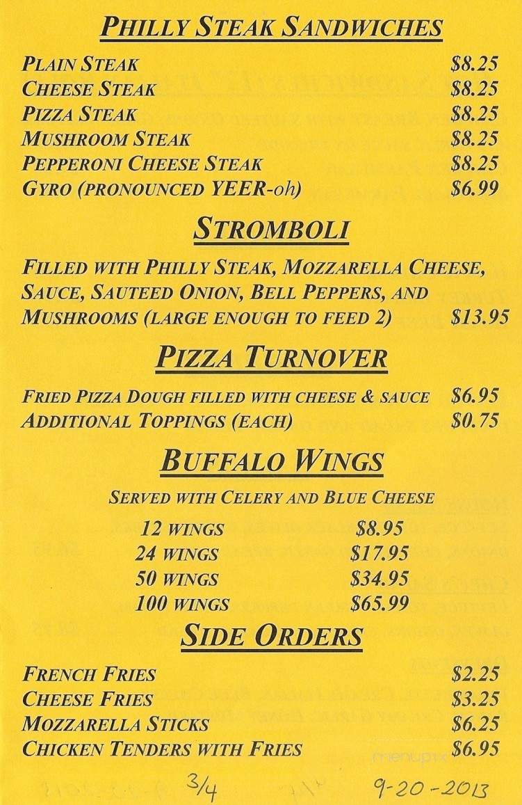 Philly's Pizza - Leesville, LA menu_pic
