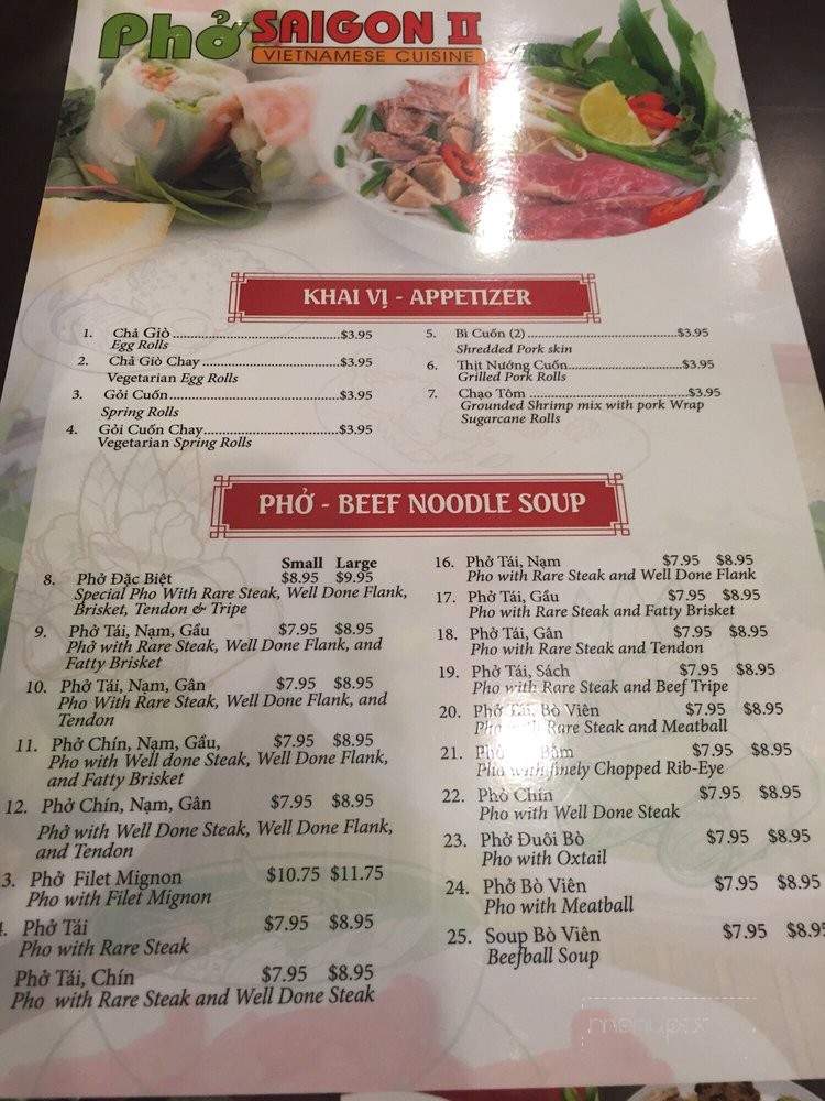 Pho Saigon II Vietnamese Cuisine - Stroudsburg, PA menu_pic