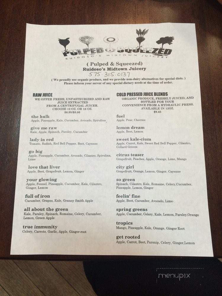 Pulped & Squeezed - Ruidoso, NM menu_pic