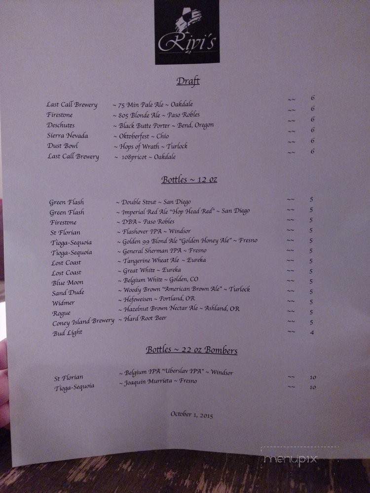 Rivi's - Oakdale, CA menu_pic
