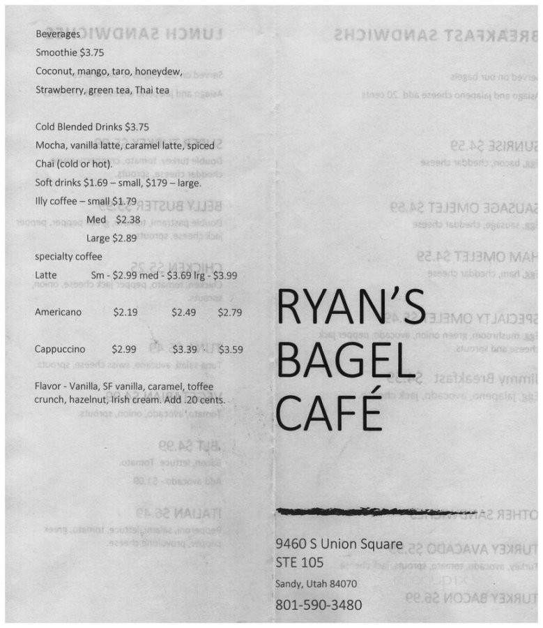 Ryans Bagel Cafe - Sandy, UT menu_pic