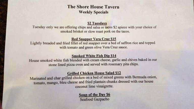 Shore House Tavern - Sandusky, OH menu_pic