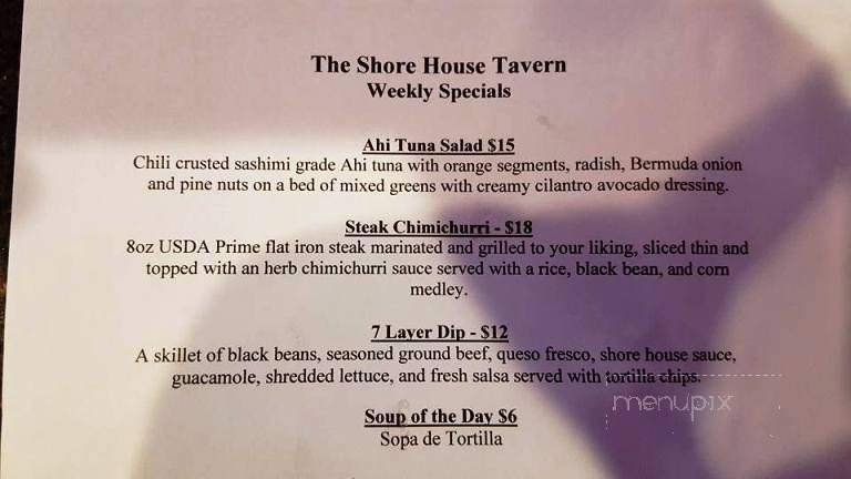 Shore House Tavern - Sandusky, OH menu_pic