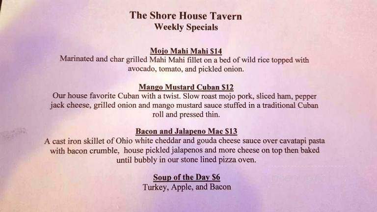 Shore House Tavern - Sandusky, OH menu_pic