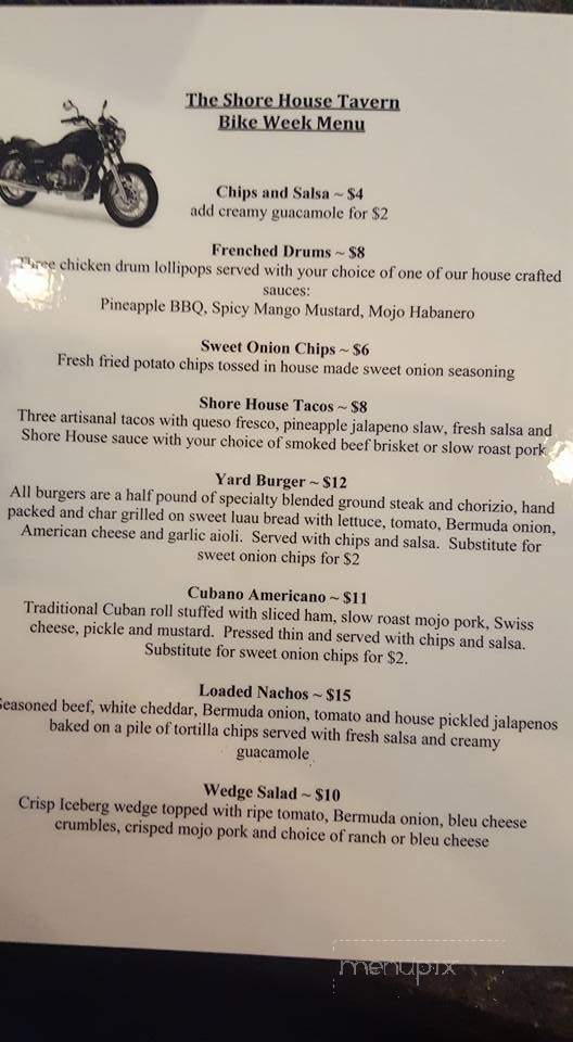 Shore House Tavern - Sandusky, OH menu_pic