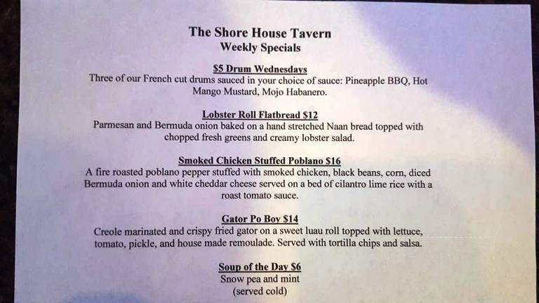 Shore House Tavern - Sandusky, OH menu_pic
